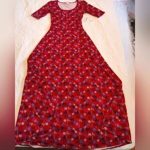 LuLaRoe women's Size Small red palm tree maxi dress Ana Dress NWT